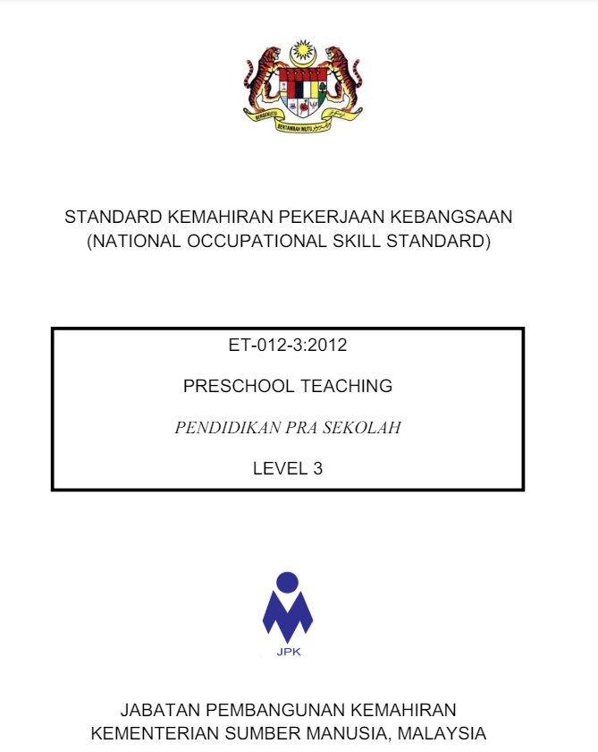 [ET-012-3:2012] Pendidikan Prasekolah 学前教育工作者