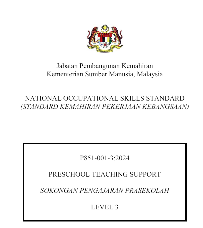 [851-001-3:2024] Sokongan Pengajaran Prasekolah 学前教学助理